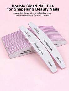 5/Pcs Professional Crescent Shape Nail Files, Nail Supplies,Nail Tools,Nail Art Tools,Back To School,Nails,Nail Tools For Press On Nails - 淺灰色 - 查看 2