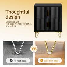 SoBuy Bedside Table With 2 Drawers For A Spring Mattress Bed, Side Table, Telephone Table, Nightstand, W X H X D: 40 X 47 X 40 Cm FBT115 - Black X2 - View 7