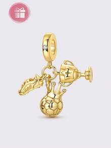 1pc Original Design Silver Charm Beads, Gold-Plated Starry Moon Cat Whale Pendant, High-Quality Cubic Zirconia Inlaid, Elegant Jewelry Gift Suitable For Handmade Bracelet & Necklace DIY - Gold - View 15