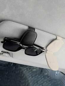 1pc Universal Car Sun Visor Glasses Clip - Made Of Anti-Slip PU Material, With Quick Release Function Glasses Holder, Firmly Clips Fashionable Glasses/Sunglasses, Fits All Vehicle Models - A - View 2