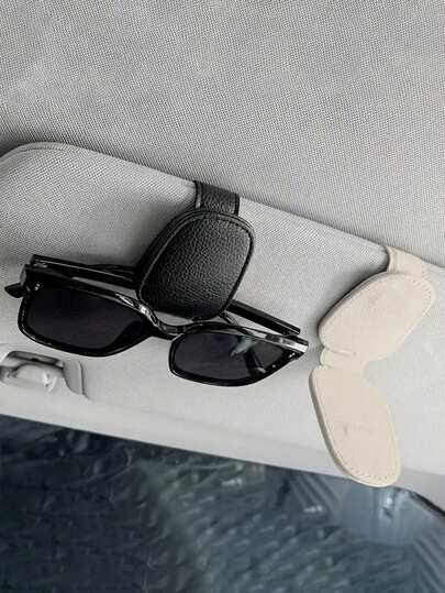 1pc Universal Car Sun Visor Glasses Clip - Made Of Anti-Slip PU Material, With Quick Release Function Glasses Holder, Firmly Clips Fashionable Glasses/Sunglasses, Fits All Vehicle Models
