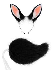 俏皮兔子头箍及服装套装，复活节角色扮演兔子毛绒尾巴套装派对 - 套裝 - 查看 14