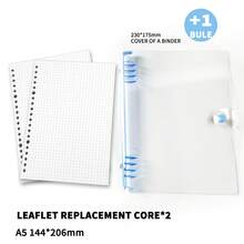 A5透明活页笔记本封面，120页，简约设计，可拆卸螺旋装订，防水，笔记本配件 - 淺藍色 - 查看 8