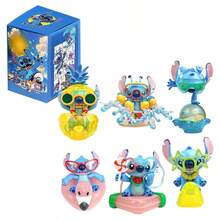 Miniso 名创优品迪士尼史迪奇夏日海滩度假系列盲盒手办，可爱冲浪潜水主题收藏品，热带岛屿装饰，生日、圣诞节、复活节、情人节和夏季派对的理想礼物，适合粉丝和成年人 - 彩色 - 查看 10