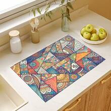 咖啡垫，适用于厨房台面、咖啡吧、餐具沥水垫，兼容咖啡机、咖啡壶、意式咖啡机 - 彩色 - 查看 4