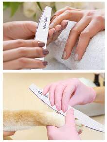 100/180 Grit Double-Sided Nail File, Reusable Nail Buffer Block, Suitable For Natural And Acrylic Nails, Home And Salon Use - Light Grey - View 10