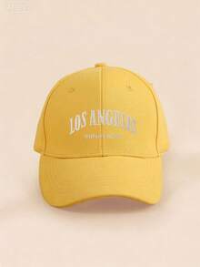 1pc Unisex Kids Embroidered Letter LOS ANGELES Y2K Style Breathable Baseball Cap, Versatile For Outdoor Casual Wear, Suitable For Spring & Autumn - Yellow - View 7