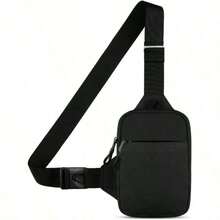 1pc Crossbody Sling Bag Chest Bag Dual Pocket Resistant Fanny Pack Running Phone Holder Men Women Workout Travelling.School Tops/Home And Living New In/Gifts/School Essentials/Office Supplies/Outdoor Supplies/Organization And Storage/Ready/Gifts Idea - 黑色 - 查看 1
