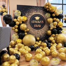100/50/20pcs Black & Gold 10-Inch Metallic Gold & Black Latex Balloons For Birthday, Retirement, Graduation, New Year Party Decoration - A-1 - View 7