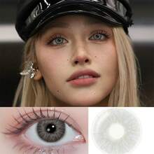 Lalens新款灰色美瞳，蓝灰色眼镜，灰色美瞳，蓝灰色镜片，蓝灰色眼镜，眼妆，高品质蓝灰色美瞳，时尚化妆品，蓝灰色眼镜，日常妆容，瞳孔彩妆产品，适合约会、日常佩戴、派对、节日、活动、服装、万圣节、角色扮演 - Celestial Grey - 查看 4