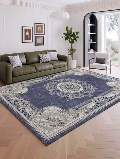 1pc Elegant Retro Style Large Area Rug, New Faux Wool Washable Bottom Indoor Carpet, Living Room Rug, Sofa Rug, Bedroom Rug, Bedside Anti-Slip Mat, Room Floor Mat, Dining Kitchen Rug, Office Chair Pad, Entrance Doormat, Outdoor Picnic Blanket, Camping Mat