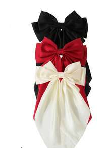 1-3pcs Small Bowknot Ribbon Hair Clips, Hair Accessories - Yellow - View 5