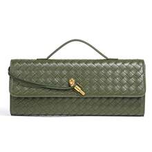 25 nuevos modelos de bolsos de mano cruzados con cierre tejido a mano, bolsos de noche tipo acordeón de alta calidad, bolsos cruzados de un solo hombro. - B1893# Verde oliva - Ver 3