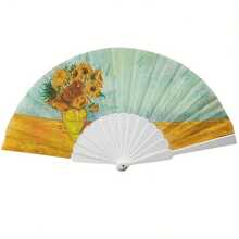 1/5 piezas Abanicos plegables de arte de pintura al óleo para mujeres, accesorios de danza, abanicos compactos, estilo INS, abanicos portátiles y ligeros. Plegables y fáciles de llevar en verano, adecuados para fotografía, bodas, regalos, banquetes de bodas, fiestas, bailes de graduación y salidas. - A - Ver 10