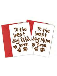 1pc Funny Dog Mum & Dog Dad Greeting Card, Hilarious Cute Pet Lover Card For Birthday Mother's Day Father's Day Christmas - Sets - View 2