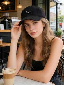 Gorra de béisbol retro estilo estadounidense, gorra casual de unicolor de poliéster con bordado, resistente al viento, protección UV, decorativa y de moda, para primavera/verano, playa - B263 - Ver 2