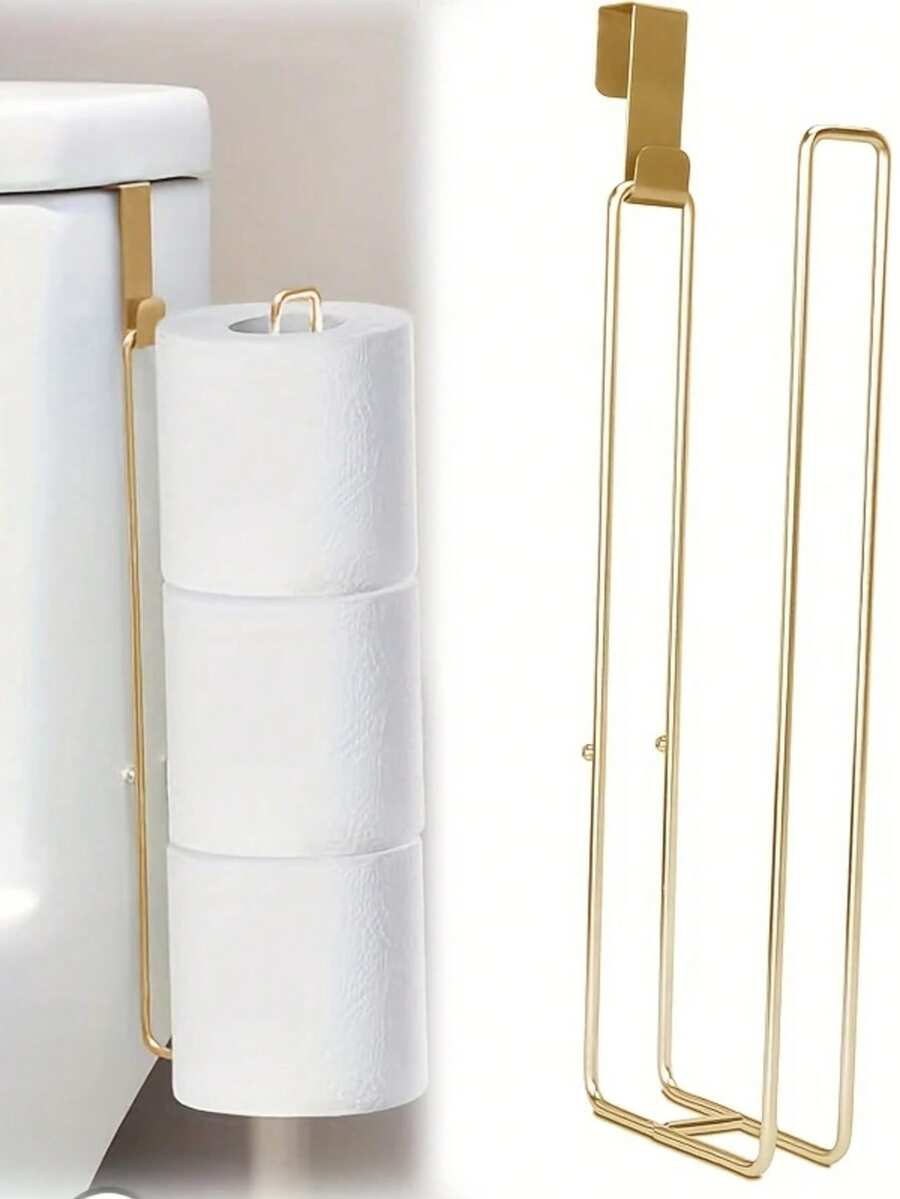 1pc Toilet Paper Holder - Wall-Mounted, Self-Adhesive Or Hook-Mounted Metal Tissue Dispenser, Suitable For Bathroom And Kitchen, Multi-Functional Paper Towel Storage, Elegant Design For Above Toilet, Space-Saving Organizer | Stylish Metal Design | Durable Structure