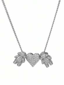 A Unisex Micro Pave Heart & Human Pendant Necklace,Perfect For Daily Wear And Gifting - One Size Fits All - View 14