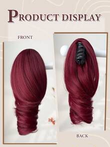 10-12 Inch Red Deep Wave Thermoplastic Fiber Synthetic Ponytail, Claw Ponytail Holder, Suitable For Women Party And Daily Use - Redwood - View 5