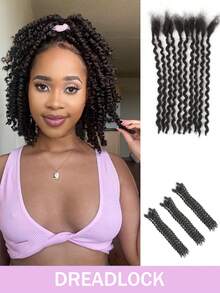 Curly Wave Loc Extensions Human Hair 10 Strands/Package Human Hair Dreadlock Extensions For Men And Women Handmade Permanent Dread Extensions Human Hair Curled Twisted Natural Black - Natural Black - View 3