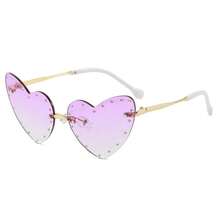 1 par de gafas sin marco con forma de corazón y cristales de strass para niños, gafas de alta gama personalizadas y lindas de moda para pasarela - Multicolor - Ver 9