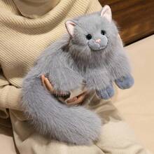 Realistic Plush Gray Kitten Doll, Soft Stuffed 3D Cat Doll, Cute & Comfortable Plush Doll, Suitable For Children, Can Be Used As Desktop Decor, Birthday Gift For Boys And Girls, Easter And Valentine's Day Gift, Girlfriend Sleeping Pillow - Multicolor - View 7