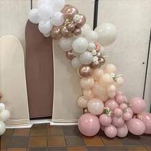 20 piezas/40 piezas Conjunto de globos de polvo rosa desnudo + 2 piezas de cintas, globos de helio rosa pálido vintage de 10 pulgadas, emparejados con globos de látex marfil y dorado champán, adecuados para cumpleaños, bodas, despedidas de soltera, decoración de fiestas - Conjunto mixto 1 - Ver 2