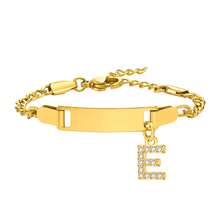 1 件 16+5 厘米不锈钢弧形字母吊饰手链，18K 金色，适合女士 - 金黃色 - 查看 17