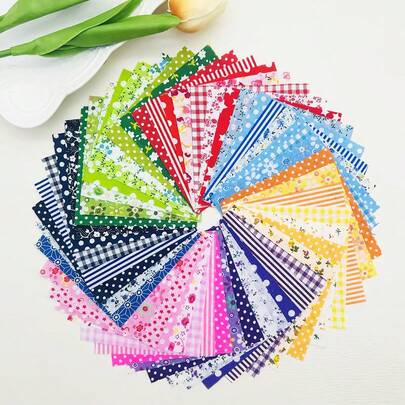 10*10cm (3.9*3.9in) Assorted Color Handmade Patchwork Fabric Pieces For DIY Sewing