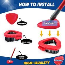 Hard Bristle Spin Scrub Brush Mop Head Replacement For 2 Tank Cleaning System Tile Shower Grout Bathroom Floor Cleaner Brush With Base - 1 - 查看 5