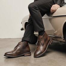 Men's Desert Boots, Classic Retro Derby Boots, Wear-Resistant Anti-Slip Casual Ankle Boots - Coffee Brown - View 3