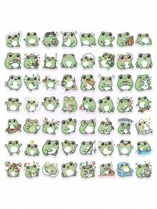 56 piezas Paquete de pegatinas diarias de ranas lindas, suministros creativos de cuaderno y planificador para niños, pegatinas de decoración, suministros de scrapbooking para manualidades de niños, pegatinas de dibujos animados de Kawaii para diarios y scrapbooking, para botellas de agua, portátiles y manualidades - Multicolor - Ver 7