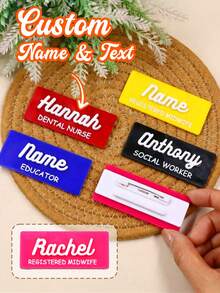 Custom Name Badge Brooch, Minimal Professional Style Name Pin For Office Work Uniform & Hospital Staff, Personalized Name Tag Brooch Gift For Nurse Appreciation Or Birthday, Stylish Clothing Badge Accessory For Daily Wear, Customized Name Pin Keepsake, Customizable Name Badge Gift - Style B - View 1