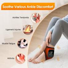 Portable USB Rechargeable Ankle Massager, Hot Compress Vibration Heated Brace, Foot Massager Ankle Joint Protection Heating Strap, Home Use & Ideal Gift - Black - View 8