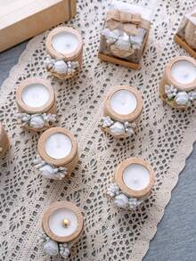 2pcs/6pcs Wooden Candle Holders, Wedding Party Guest Gifts, Thank You Gifts, Housewarming Gifts, Bridal Shower Gifts - Multicolor - View 6