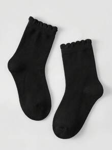 1/5 Pairs Spring/Summer Kids Socks, Black Lace Mid-Calf Socks, Breathable Comfortable Soft Sweat-Absorbent Mid-Calf Socks, Suitable For Students Back To School/Outing/Party/Outdoor Sports/School/Holidays Gifts & Daily Wear - Black - View 7