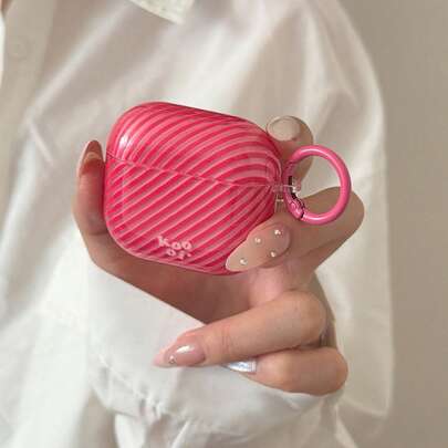 Custodia per auricolari rosa a righe con anello per appendere, compatibile con Pro 2. Custodia Apple 4 minimalista e adorabile, compatibile con 3, 1a e 2a generazione, adatta per ragazze
