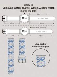 1条蓝色蝴蝶结花卉图案柔软弹力透气舒适替换表带，兼容三星、荣耀智能手表，尺寸可选38mm、40mm、41mm、42mm、46mm、45mm、44mm、49mm；日常休闲多色硅胶表带，兼容苹果手表Ultra SE/11/10/9/8/7/6/5/4/3/2/1；节日礼物蝴蝶图案表带 - 彩色 - 查看 14