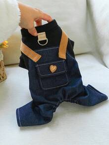 1件装宠物朋克风背带裤，适合小型犬，黑色 - 黑色 - 查看 1