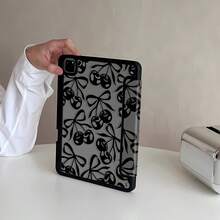 Funda transparente de cristal acrílico con patrón de lazo de cereza de dibujos animados, a prueba de golpes, adecuada para iPad de 7.ª, 8.ª y 10.ª generación (10.2 pulgadas), con ranura para lápiz, compatible con la función de suspender/activar, opción de regalo ideal - Multicolor - Ver 3