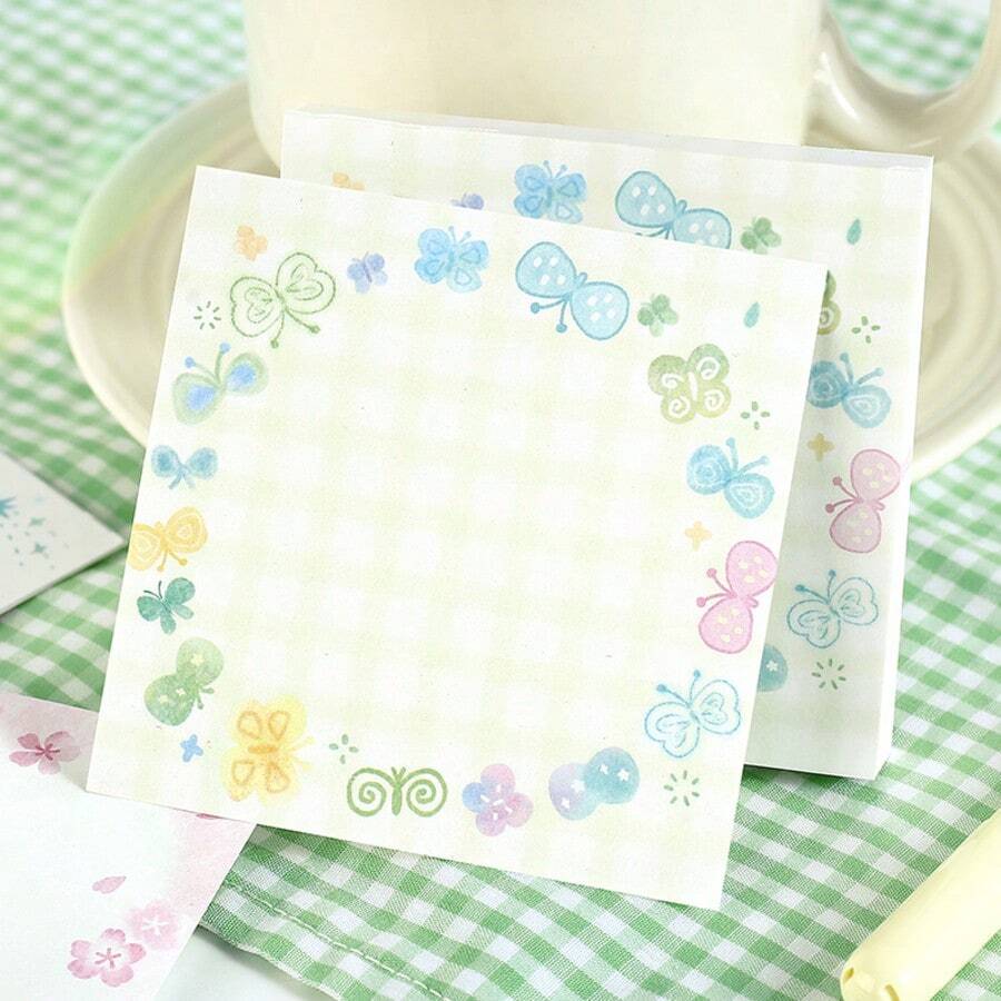 100 Sheets Memo Pad, Colorful Floral Pattern Series Cartoon Hand-Drawn ...