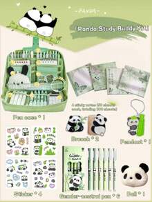 33-Piece Panda Stationery Set, 12-Layer Panda Pencil Case, Large Capacity High-Value Ins Style Pencil Box, Multi-Layer Student Pencil Case, Multifunctional Pencil Box For Primary School Students, With Stickers, Pens, Keychains, Brooches, Gift Set - 12-layer Multi-functional Pencil Case 1 - View 18