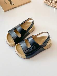 1 Pair 2026 New Fashion Children's Sandals, Suitable For Girls In Summer. Korean Style Hook And Loop Soft Bottom Non-Slip Beach Shoes - Black - View 3