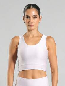 FITNATION Leggings Set With Waistband Pocket + Longline Cropped Top In Micro-Ribbed Fabric With SHINE And HIGH Elasticity And Support. - Lilac Purple - View 5
