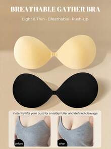 1件/2件装女士隐形自粘式聚拢文胸 – 无肩带无背硅胶提拉文胸，可重复使用，无缝设计，优雅款式，完美搭配婚纱、晚礼服和派对服装 - 彩色 - 查看 6