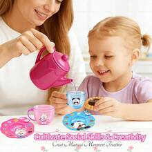 EDUVANKU Princess Tea Set Pretend Play Toys For Little Girls, Fun Imaginative Role Play Toy Birthday Gift - Multicolor - View 9