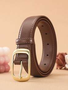 女士休闲商务时尚百搭腰带，适合日常搭配牛仔裤和休闲裤 - 黑色 - 查看 2