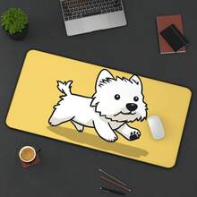 1 Tấm lót chuột hình chó dễ thương, thảm lót bàn hình chó Westie hoạt hình, thảm lót bàn màu vàng cỡ XXL, tấm lót chuột chơi game hình chó Kawaii, phụ kiện bàn làm việc thẩm mỹ, quà tặng cho người yêu chó, tấm lót chuột chơi game chống trượt cho máy tính xách tay và bàn phím, trang trí văn phòng. - Xem 6