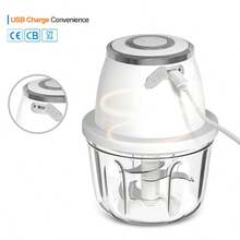 350ML Electric Garlic Chopper, 3 Blades Garlic Grinder Mini Vegetable Chopper, USB Portable Veggie Chopper, Onion Mincer, Food Processor For Ginger, Chili, Fruit, Meat - White - View 4