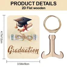 1 pieza Soporte de madera con forma de birrete de graduación de color rosa, para regalo de graduación, sobre para dinero, decoración de fiesta de graduación, regalo de graduación para hija, amiga, Clase de 2026, tarjeta de dinero para graduación con cordel, decoraciones de graduación para mesa - Temporada de graduación - Ver 2